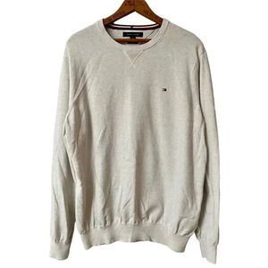 Tommy Hilfiger Men’s Crewneck Sweater Cotton Knit Pullover Ivory XL